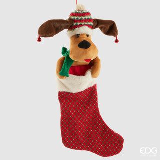 EDG Enzo De Gasperi Calza della Befana Cagnolino con Musica Movimento e Led H56 cm