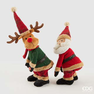 EDG Enzo De Gasperi Set 2 Decorazioni Natalizie Babbo Natale e Renna con Musica e Movimento Twerk H38 cm