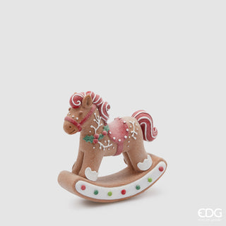 EDG Enzo De Gasperi Decorazione Natalizia Cavallo a Dondolo H 22.5 cm