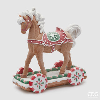 EDG Enzo De Gasperi Decorazione Natalizia Cavallo a Dondolo Marzapane H38 cm