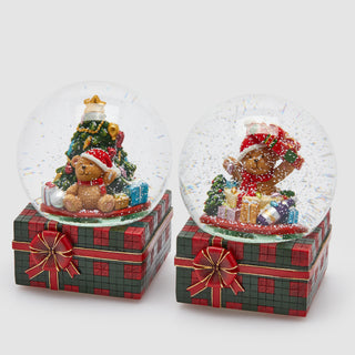 EDG Enzo De Gasperi Set 2 Sfere Acqua Natalizie Orso con musica e movimento H20 D15 cm