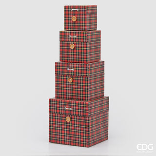 EDG Enzo de Gasperi Set 4 Scatole regalo Tartan Rosso