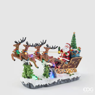 EDG Enzo De Gasperi Decoro Babbo con Slitta led 35X22 cm