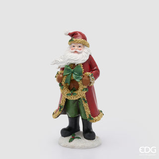 EDG Enzo De Gasperi Decorazione Natalizia Babbo Natale con Ghirlanda H37 cm