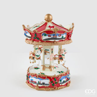 EDG Enzo De Gasperi Giostrina Carillon Cavallo H25 cm in Resina Rosso