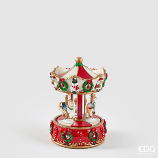 EDG Enzo De Gasperi Carillon Cavallo Giostra H17 cm Bianco e Rosso