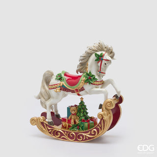 EDG Enzo De Gasperi Decoro Cavallo a Dondolo H37cm in Poliresina