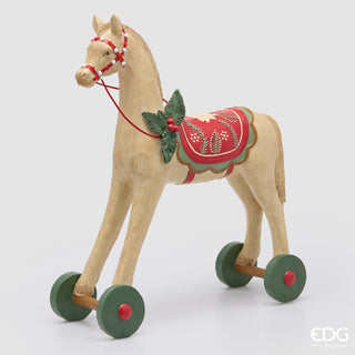 EDG Enzo De Gasperi Decoro Cavallo Xmas H57 cm in Poliresina