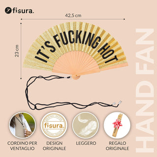 Fisura Ventaglio It's Fucking Hot in Legno Glitter Oro