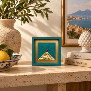 Alleria Quadro Artigianale Vesuvio Contemporaneo 14x14 cm Cooper Green