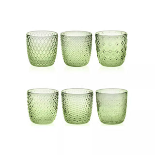 IVV Sixties Set 6 Bicchieri Acqua Ottico Verde Acido 31 cl Ottiche Assortite