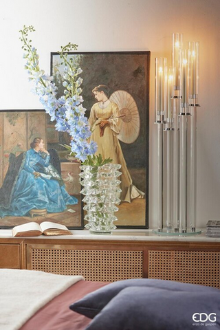 EDG Enzo De Gasperi Kristallkissen-Kerzenhalter mit 5 Brennern und Zylindern, H 100 cm