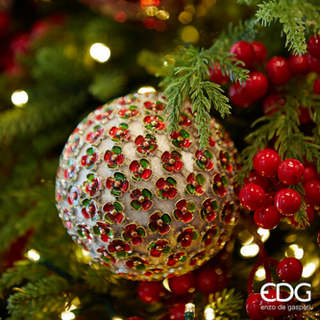 EDG Enzo De Gasperi 3er-Set Flowermix Gold Weihnachtskugeln D10 cm