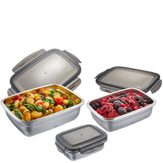 Gefu Set 3 Contenitori Salva Freschezza Preppo in Acciaio Inox