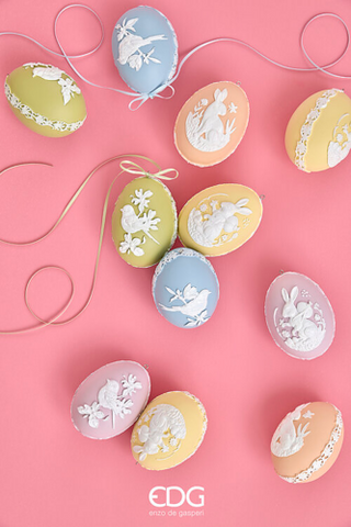 EDG Enzo De Gasperi Set 6 Decorazioni Uovo da Appendere H10,5 cm