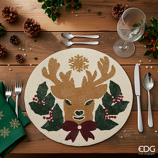 EDG Enzo De Gasperi Sottopiatto Natalizio Renna D36 cm