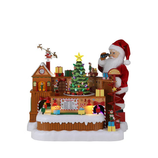 Mr Christmas Giostra Animata Fabbrica di Giocattoli Di Babbo Natale 38,9 x 28,4 x 33 cm