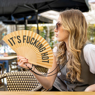 Fisura Ventaglio It's Fucking Hot in Legno Glitter Oro