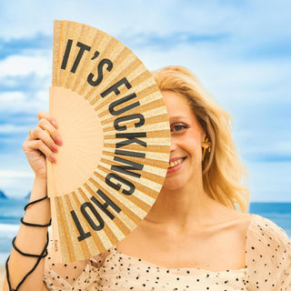 Fisura Ventaglio It's Fucking Hot in Legno Glitter Oro