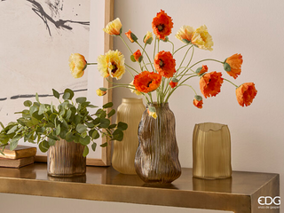 EDG Enzo De Gasperi Vaso Millerighe Sinuoso H32 cm in Vetro Marrone