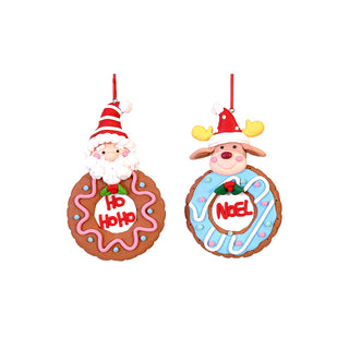 Vetur Set 2 Decorazioni Pendenti per Albero di Natale Babbo Natale e Renna 14 cm