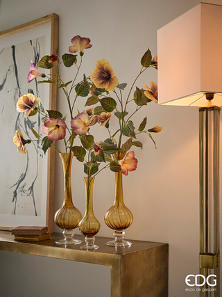 EDG Enzo De Gasperi Artificial Hibiscus Branch with Leaves and Bud H63 cm Yellow