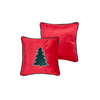 Nuvole di Stoffa Cuscino Natalizio con Albero 48x46 cm Rosso