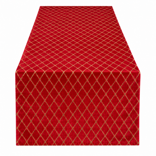 Fiori Di Lena Runner Natalizio Rosso con Glitter Effetto Geometrico 150x43