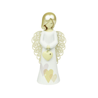 Figura de ángel Enesco con forma de corazón y pedrería, altura 12,5 cm