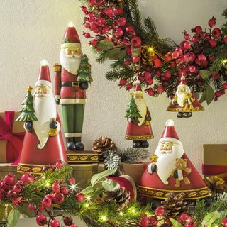 Decoración navideña The Black Goose Papá Noel con paquete y LED H32 cm