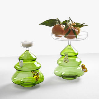 Ichendorf Milano Christmas Tree Stand with Owl and Rabbit in Borosilicate Glass