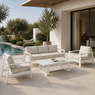 Andrea Bizzotto Baltic Outdoor Lounge Set in White Aluminum 