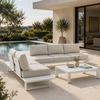 Andrea Bizzotto Set Salotto Esterno da Giardino Angolare Konnor in Alluminio Bianco