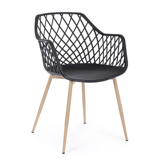 Andrea Bizzotto set of 4 Optik chairs in black polypropylene and steel