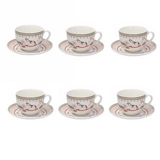 Tognana Set of 6 Christmas coffee cups and saucers in Vintage Atollo Porcelain