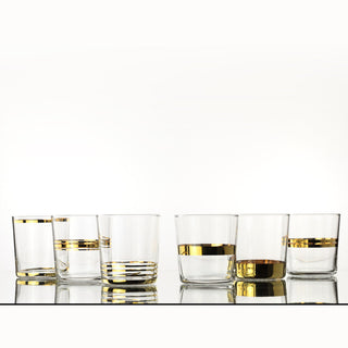 Weissestal Set 6 Bicchieri Acqua Aura Gold Mix in Vetro