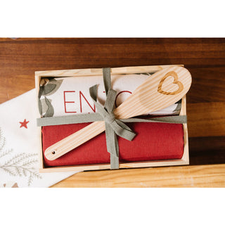 Nuvole di Stoffa Christmas is Coming Set 2 Strofinacci con Mestolo in Legno Verde Rosso e Bianco