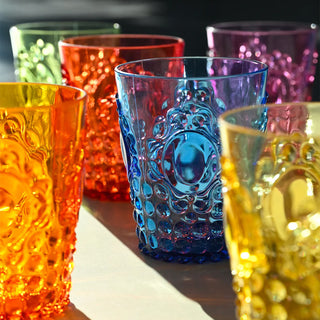 Baci Milano Set of 6 Baroque&amp;Rock Multicolor Water Glasses