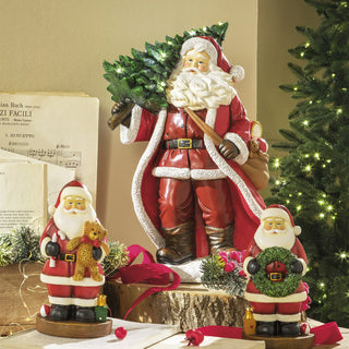 The Black Goose Santa Claus Statue with Tree and LED H38 cm