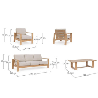 Andrea Bizzotto Salotto da esterni Baltic in Alluminio Effetto Legno Naturale