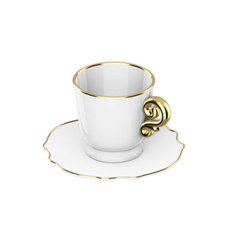 Bialetti Set 2 Tazze da Tè Natalizie Pure Gold con Piattino in Porcellana