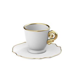 Bialetti Set 2 Tazzine Natalizie con Piattino Pure Gold in Porcellana