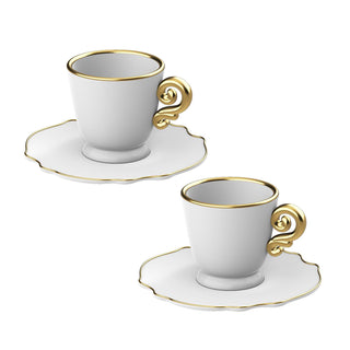 Bialetti Set 2 Tazzine Natalizie con Piattino Pure Gold in Porcellana