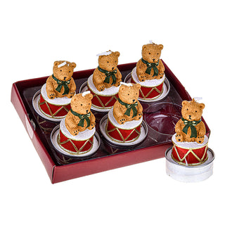 Dino Bianchi Set mit 6 Teddybär-Teelichtern, H7 cm