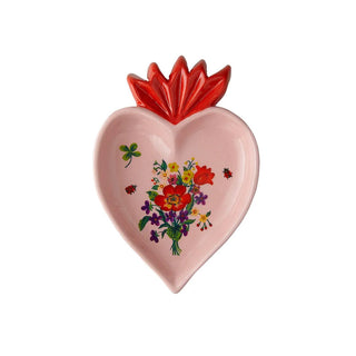Bitossi Home Bandeja Pocket Corazón Floral Rosa 17x11,5 cm