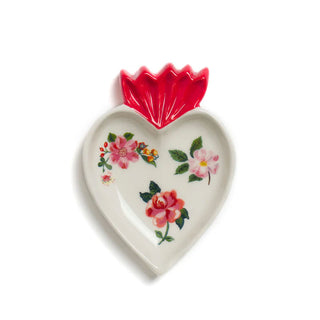 Bitossi Home Bandeja Pocket Corazón Floral Blanco 17x11,5 cm