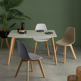 Andrea Bizzotto set of 4 System chairs in polypropylene and white wood