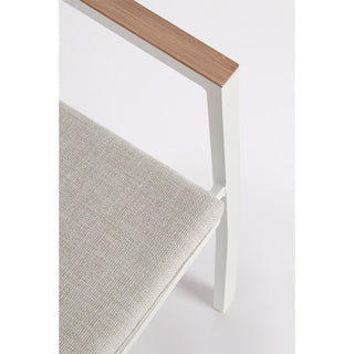 Andrea Bizzotto Sedia Zelmar Vapor in Alluminio Bianca con Braccioli Effetto Legno