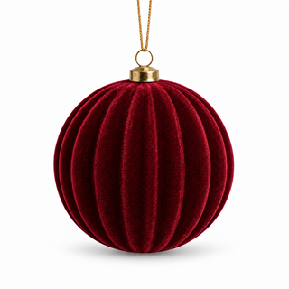Xone Set 24 Palline di Natale Velvet D10 cm in Velluto Rosso