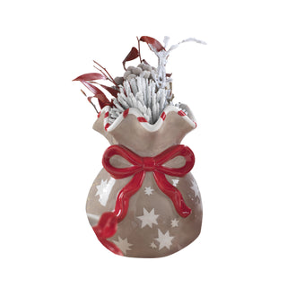 Mascagni Casa Vaso Sacchetto Natalizio H19,5 cm in Ceramica